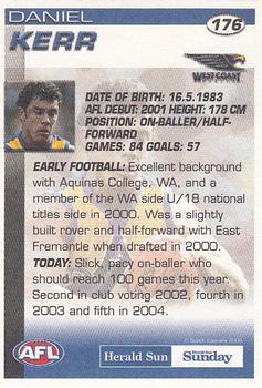 2005 Select Herald Sun AFL #176 Daniel Kerr Back